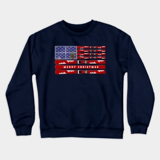 [Merry Christmas] Skis and USA flag Crewneck Sweatshirt